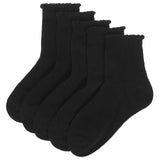 M&S Girls 5 Pack of Short Picot Socks Size 8-7 Black GOODS M&S   