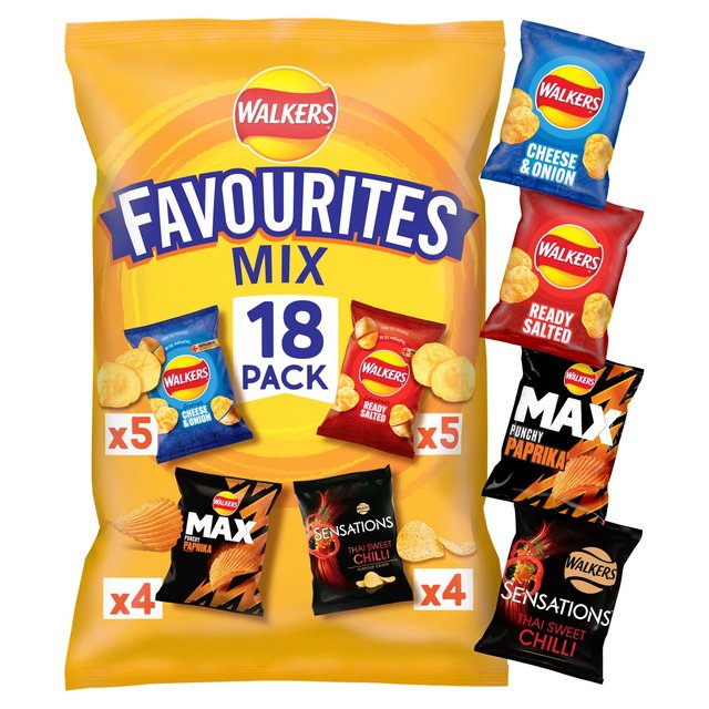 Walkers Favourites Mix Multipack Snacks Crisps   18 per pack