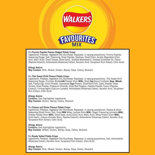 Walkers Favourites Mix Multipack Snacks Crisps   18 per pack GOODS M&S   