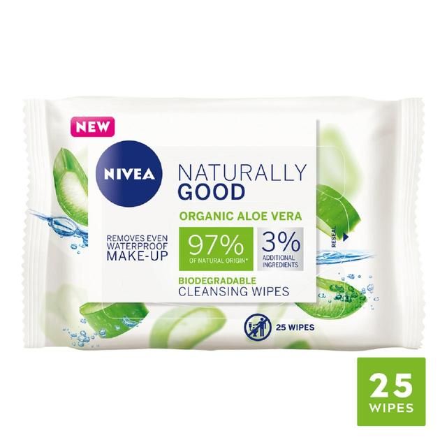 NIVEA Naturally Good Organic Aloe Vera Face Cleansing Wipes    25 per pack GOODS M&S   