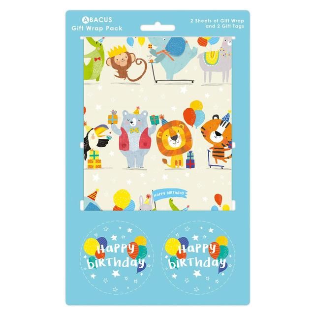 Party Animals Gift Wrap Sheets & Tags   2 per pack