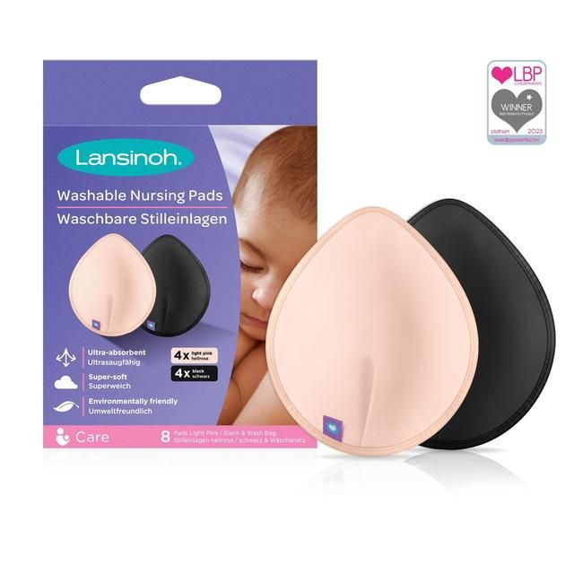 Lansinoh Washable Nursing Pads with Wash Bag Light Pink & Black   8 per pack GOODS M&S   