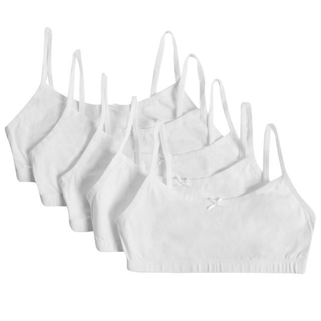 M&S Girls 5 Pack Cotton Crop Tops 6-16 Years White