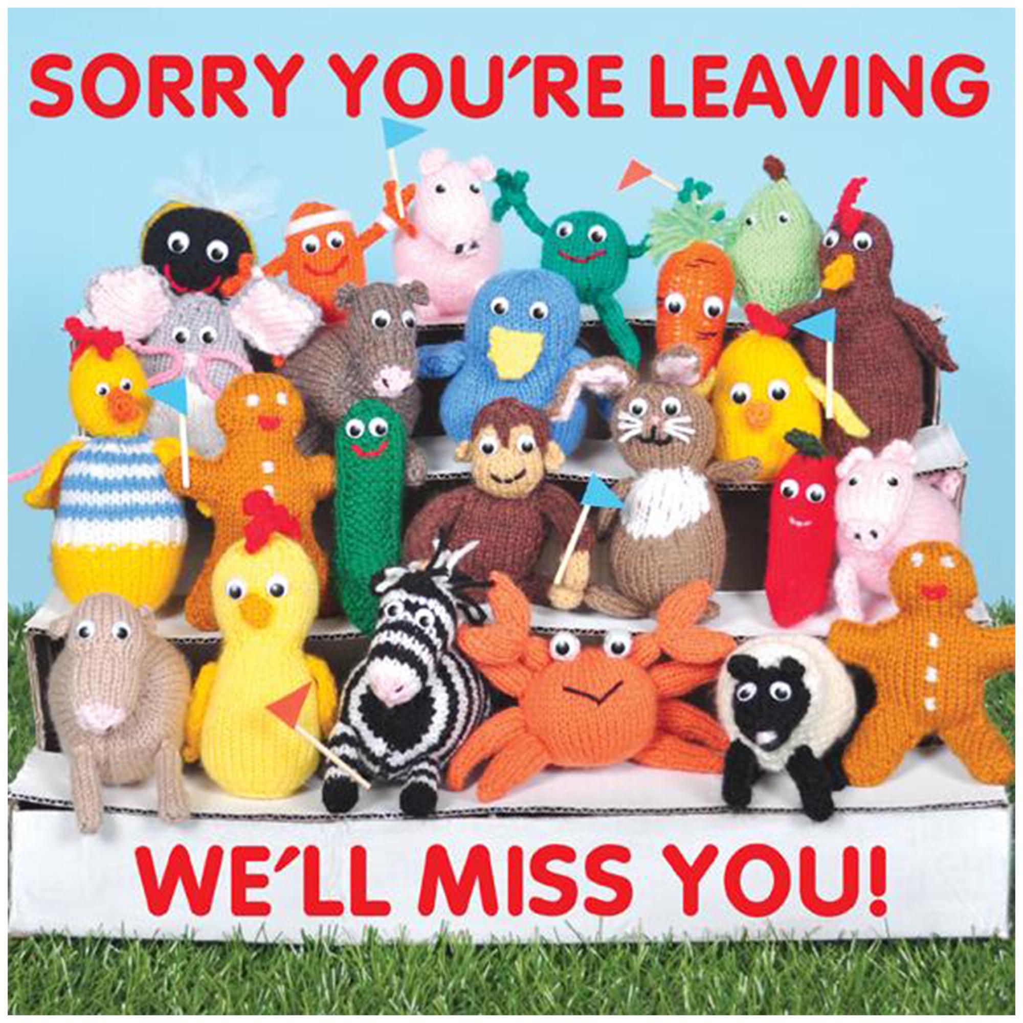 Mint Sorry You're Leaving Goodbye Card with Knitted Characters Greeting Card GOODS Sainsburys   