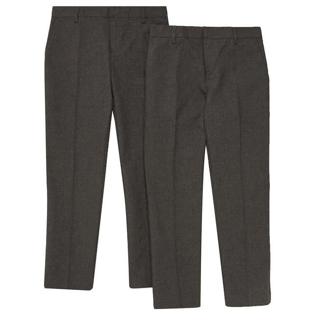 M&S 2pk Boys Slim Leg School Trousers 4-13 Years Grey