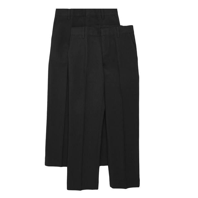 M&S 2pk Boys Black Slim Leg School Trousers 4-13 Years GOODS M&S   