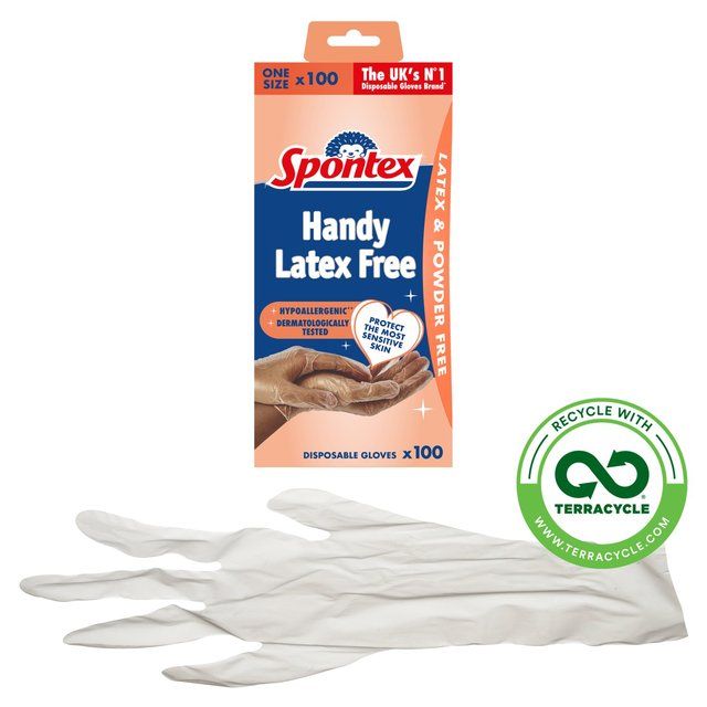 Spontex 100 Handy Latex Free Disposable Gloves   100 per pack