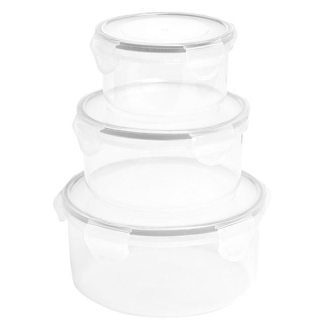 M&S Round Clip Storage Containers Grey   3 per pack