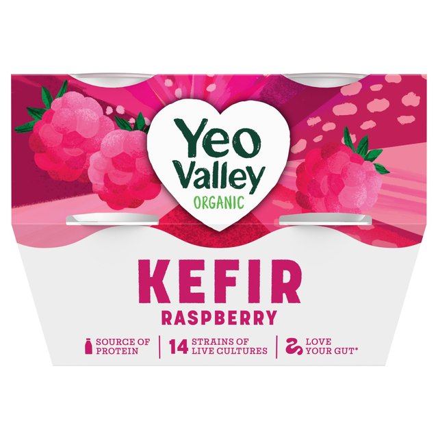 Yeo Valley Organic Raspberry Kefir Yogurt   4 x 100g