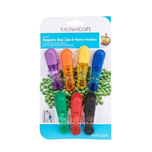 Magnetic Bag Clips Assorted Colours Pack of Seven