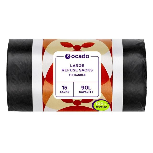 Ocado Large Black  Tie Handle Refuse Sacks   15 per pack GOODS M&S   