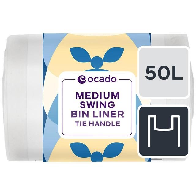 Ocado Medium Swing Bin Liner Tie Handles 50L   30 per pack