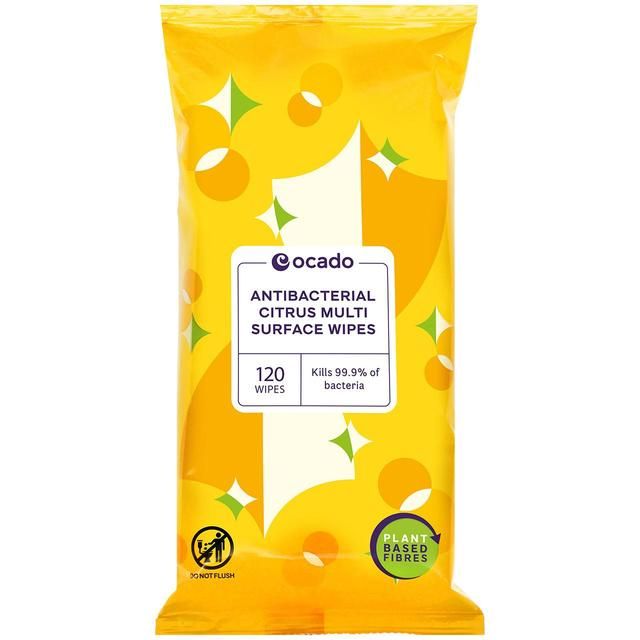 Ocado Antibacterial Multi Surface Citrus Wipes   120 per pack