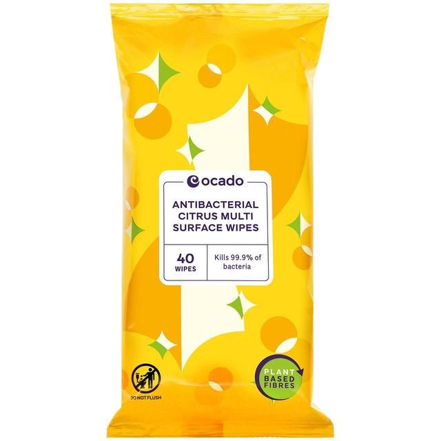 Ocado Antibacterial Multi Surface Citrus Wipes   40 per pack