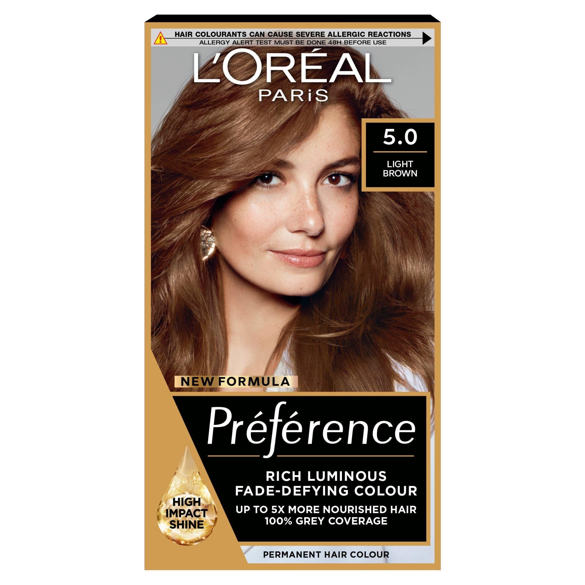 L'Oreal Paris Preference Permanent Hair Dye Bruges Light Brown 5.0 Brunette Sainsburys   