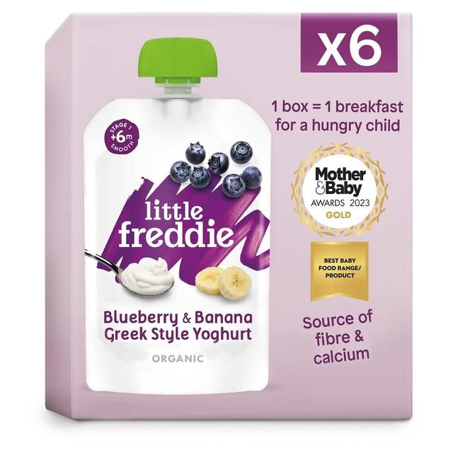 Little Freddie Blueberry & Banana Yoghurt Organic Pouch 6 mths+ Multipack   6 x 100g