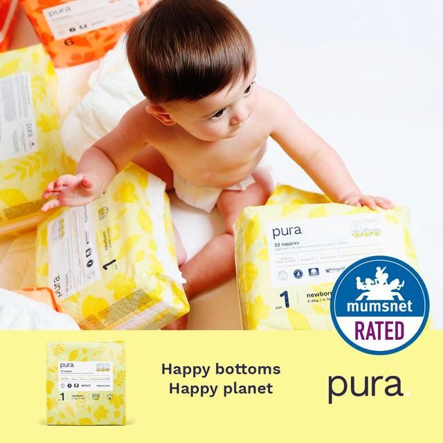 Pura Eco Nappies Size 1 (2-5kg)   6 x 22 per pack GOODS M&S   