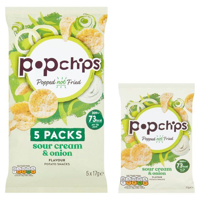 popchips Sour Cream & Onion Multipack Crisps   5 per pack