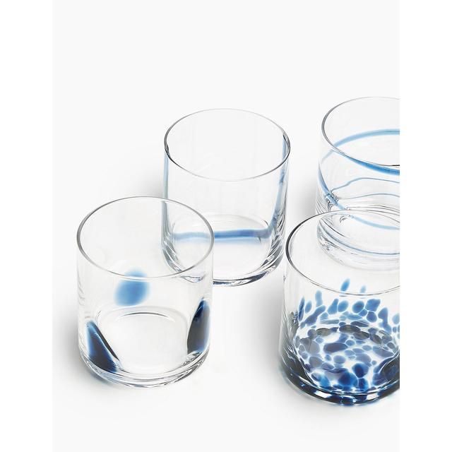 M&S Patterned Blue Mix Tumblers Set   4 per pack