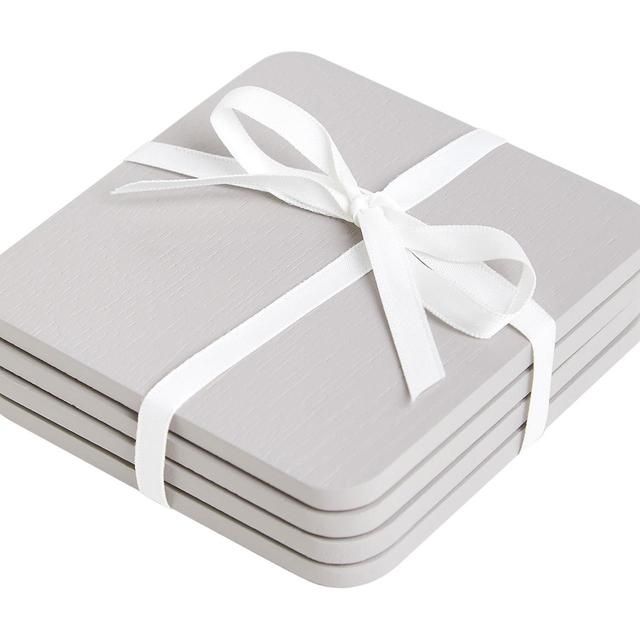 M&S Square Wooden Coasters 'One Size Grey   4 per pack GOODS M&S   