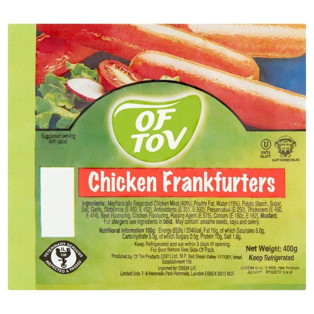 Of Tov Chicken Frankfurter Sausages   400g