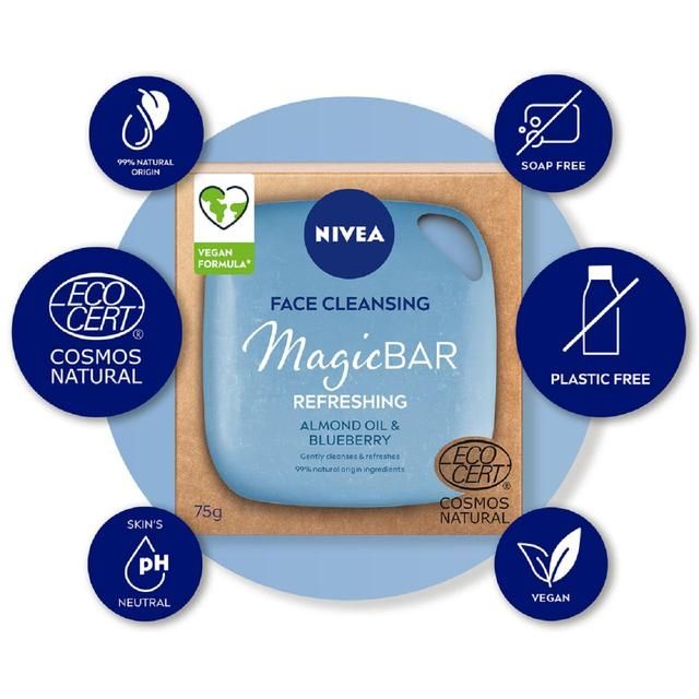 NIVEA Magic Bar Refreshing Almond Oil and Blueberry Face Cleansing Bar    75g GOODS M&S   