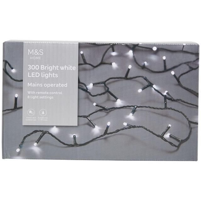 M&S Christmas 300 Bright White Mains Lights 28m