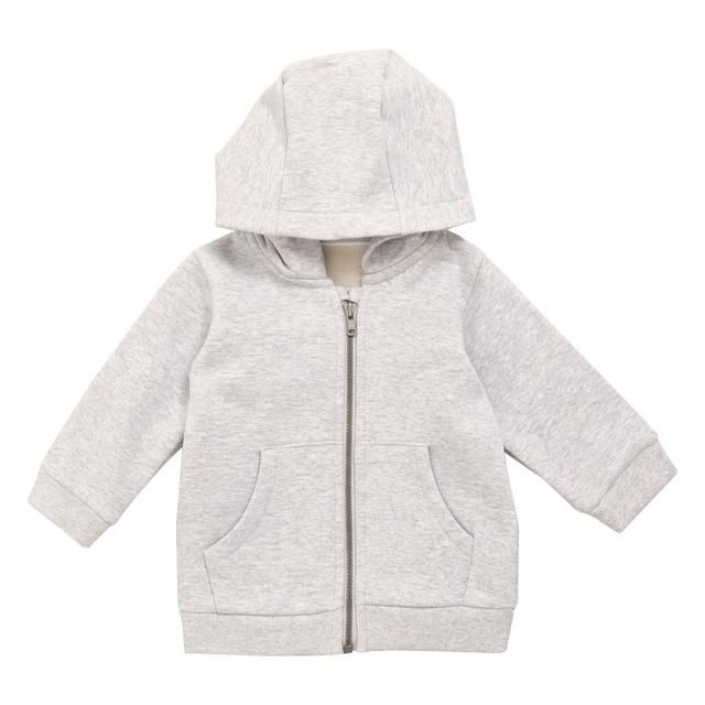 M&S Cotton Zip Hoodie 0 Months-3 Years Grey Marl