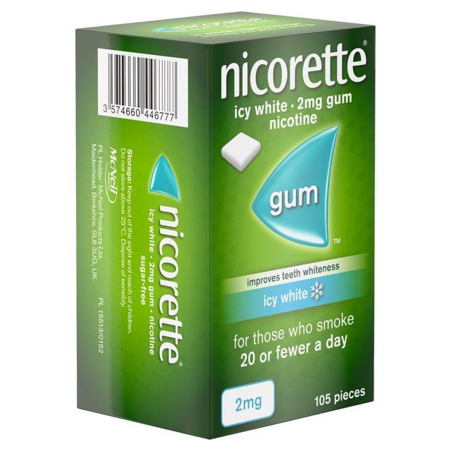 Nicorette Icy White Gum 2 mg 105 Gums (Stop Smoking Aid)   105 per pack