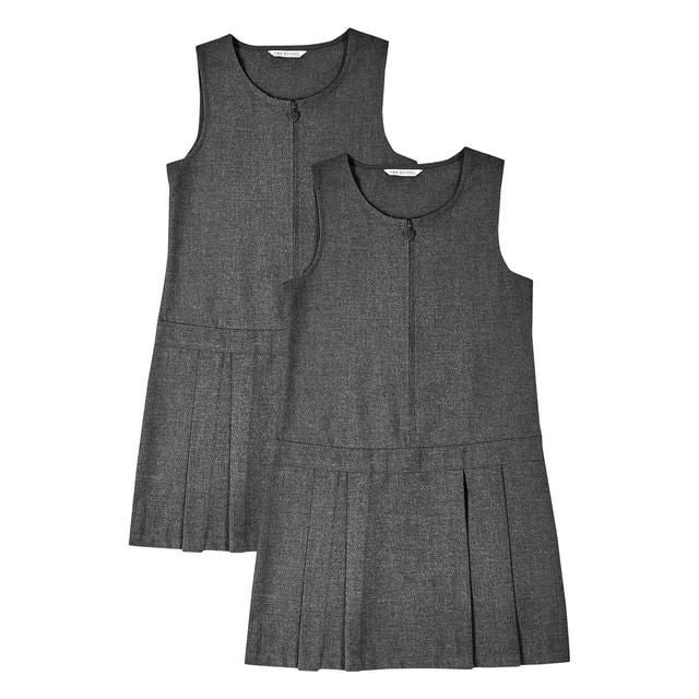 M&S 2pk Girls School Pinafores 3-10 Years Grey