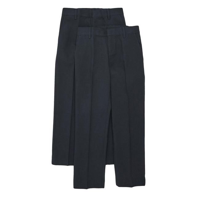 M&S Boys 2pk Navy Slim Leg School Trousers 4-14 Years