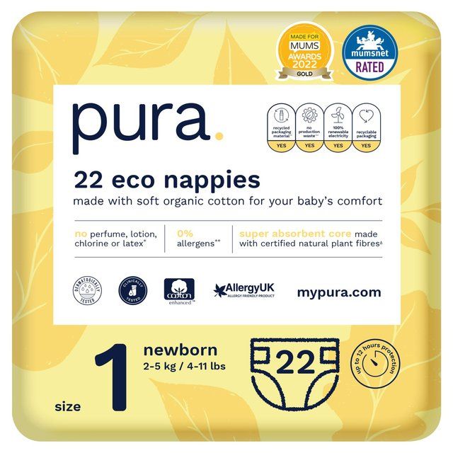 Pura Eco Nappies Size 1 (2-5kg)   22 per pack GOODS M&S   