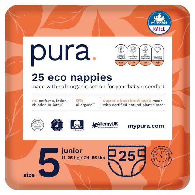 Pura Eco Nappies Size 5 (11-25kg)   25 per pack GOODS M&S   