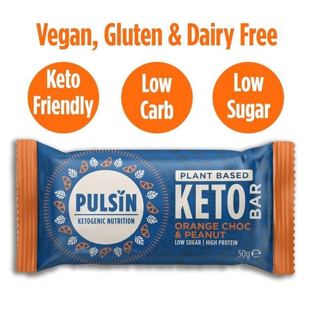 Pulsin Orange Choc & Peanut Vegan Keto Bar    50g