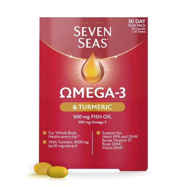 Seven Seas Omega-3 Fish Oil & Turmeric with Vitamin D 30 Day Duo Pack   60 per pack