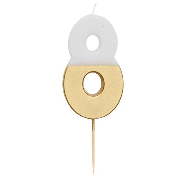 Number 8 Gold Candle 8th Birthday GOODS M&S   