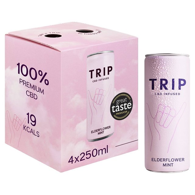 TRIP CBD Infused Elderflower Mint   4 x 250ml