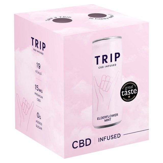 TRIP CBD Infused Elderflower Mint   4 x 250ml