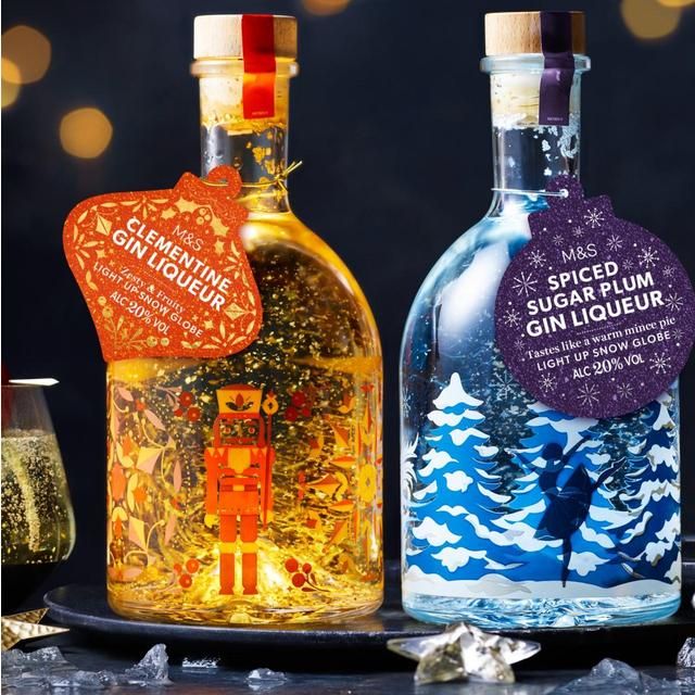 M&S Spiced Sugar Plum Light Up Snow Globe Gin Liqueur   70cl