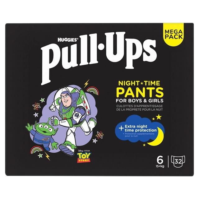 Huggies Pull-Ups Night Time Unisex Training Nappy Pants- Size 6 MEGA 32 Pk   32 per pack