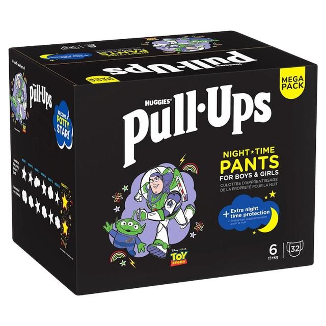 Huggies Pull-Ups Night Time Unisex Training Nappy Pants- Size 6 MEGA 32 Pk   32 per pack