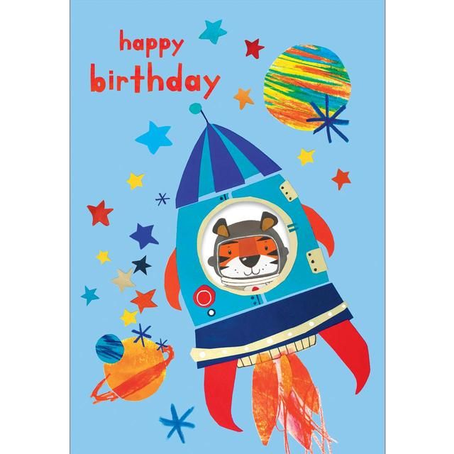 Space Rocket Birthday Card