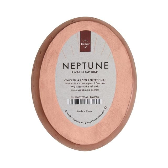 Premier Housewares Neptune Oval Soap Dish Concrete and Copper