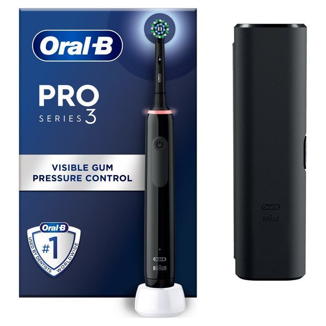 Oral-B Pro 3 3500 Black Cross Action Electric Toothbrush (+Travel Case)