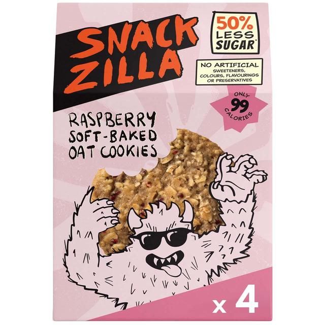 SNACKZILLA Raspberry Soft-Baked Oat Cookies   4 x 30g