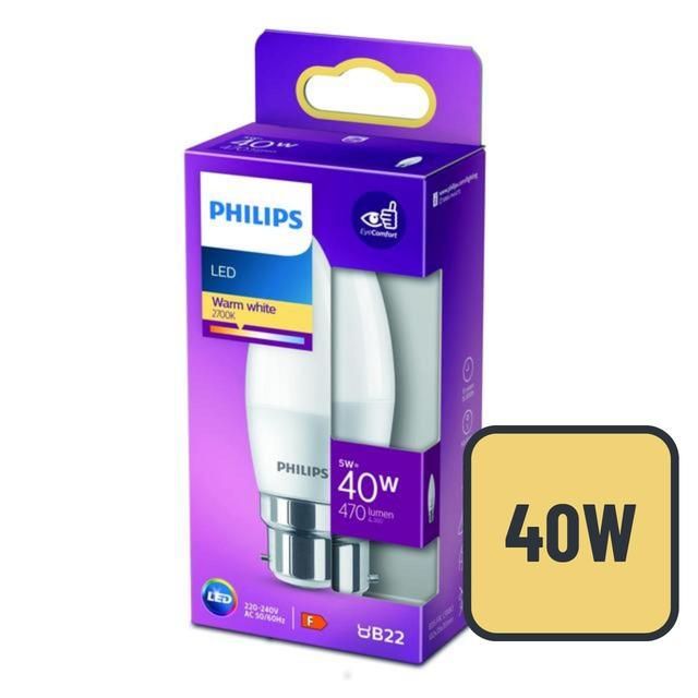 Philips LED Frosted Candle Light Bulb B35 B22 Warm White GOODS M&S   