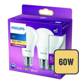 Philips LED Classic Frosted 60W A60 Light Bulb E27 Warm White    2 per pack GOODS M&S   