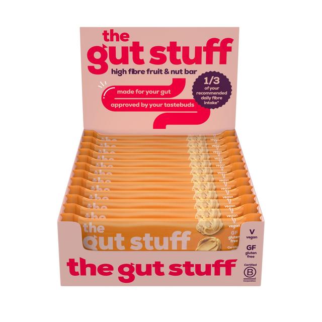 The Gut Stuff Peanut Butter Fruit & Nut High Fibre Box of Bars   12 x 35g