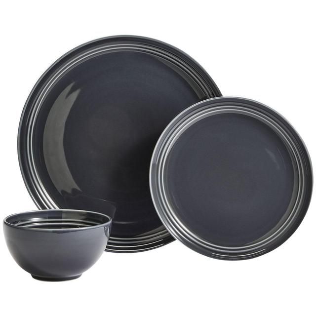 M&S 12 Piece Marlowe Dinner Set Dark Grey