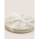 M&S Beaded Coasters Silver   4 per pack GOODS M&S   